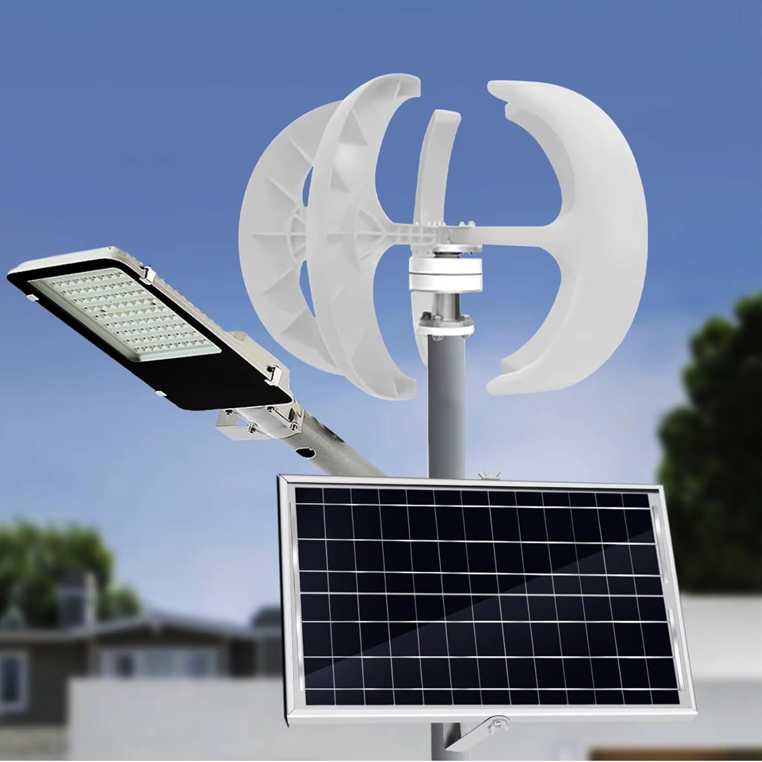 5 Leaves Small Household Windmill,12V 24V 48V Vertical Axis Wind Turbine with Controller for Home Use No Noise 5 Blades (6000W-9000W)