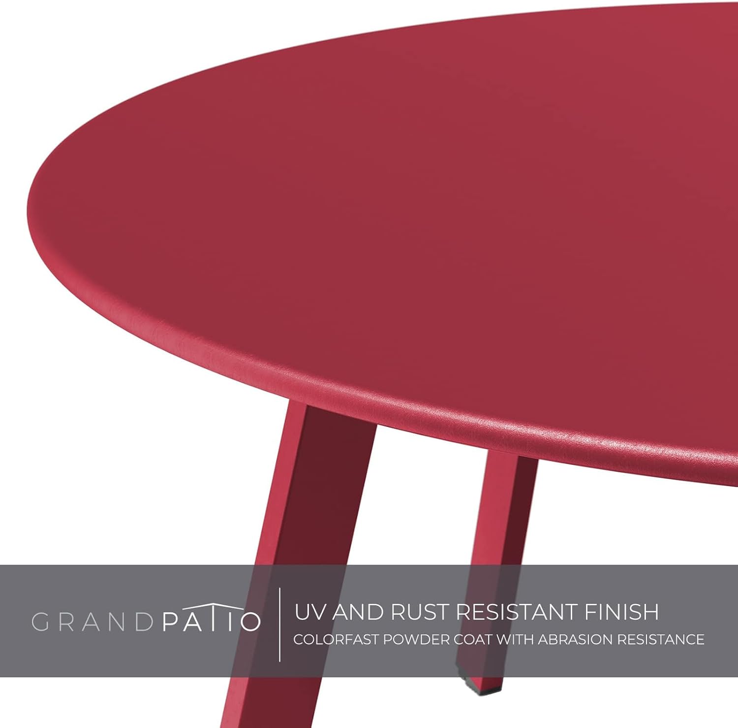 Grand patio Round Steel Patio Coffee Table Weather Resistant Nesting Tables Including One Large Side Table and One Small End Table, (Red, 2PC)