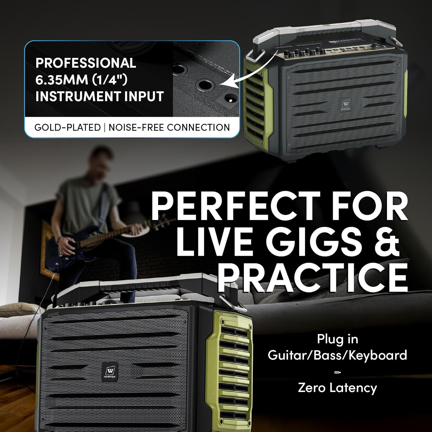 WinBridge K600 200W Portable Bluetooth Party Speaker with 2 Wireless Microphones - IPX4 Waterproof, Karaoke Machine, PA System for Outdoor/Indoor, Big Bass Pro Sound, Voice Amplifier for Teachers