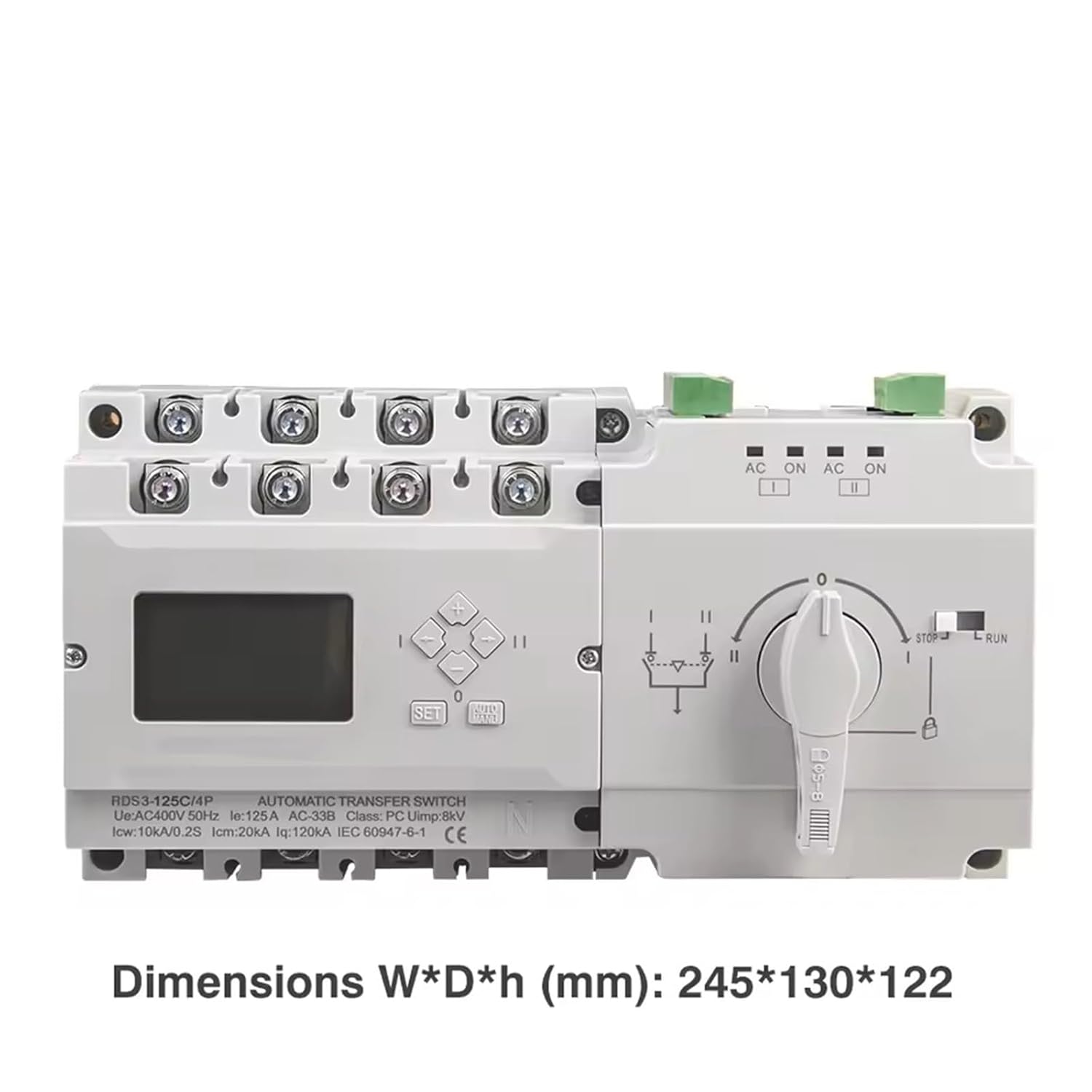 C/D Type 63A 100A 125A ATS Generator Dual Power Automatic Transfer Switch with Control Panel Circuit Breaker(125A D Type Cable)