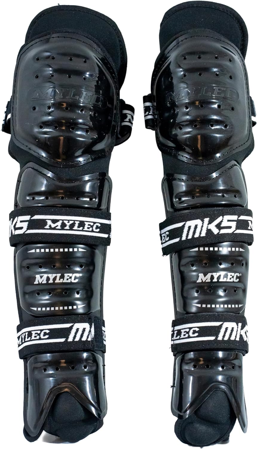 MyLec MK5 Street/DEK Shin Pad, Lightweight & Durable Hockey Accessories, 360° Straps, Hard Front Shells, Breathable Material, Metatarsal Padding Ice Hockey Shin Guards, Foam Rubber