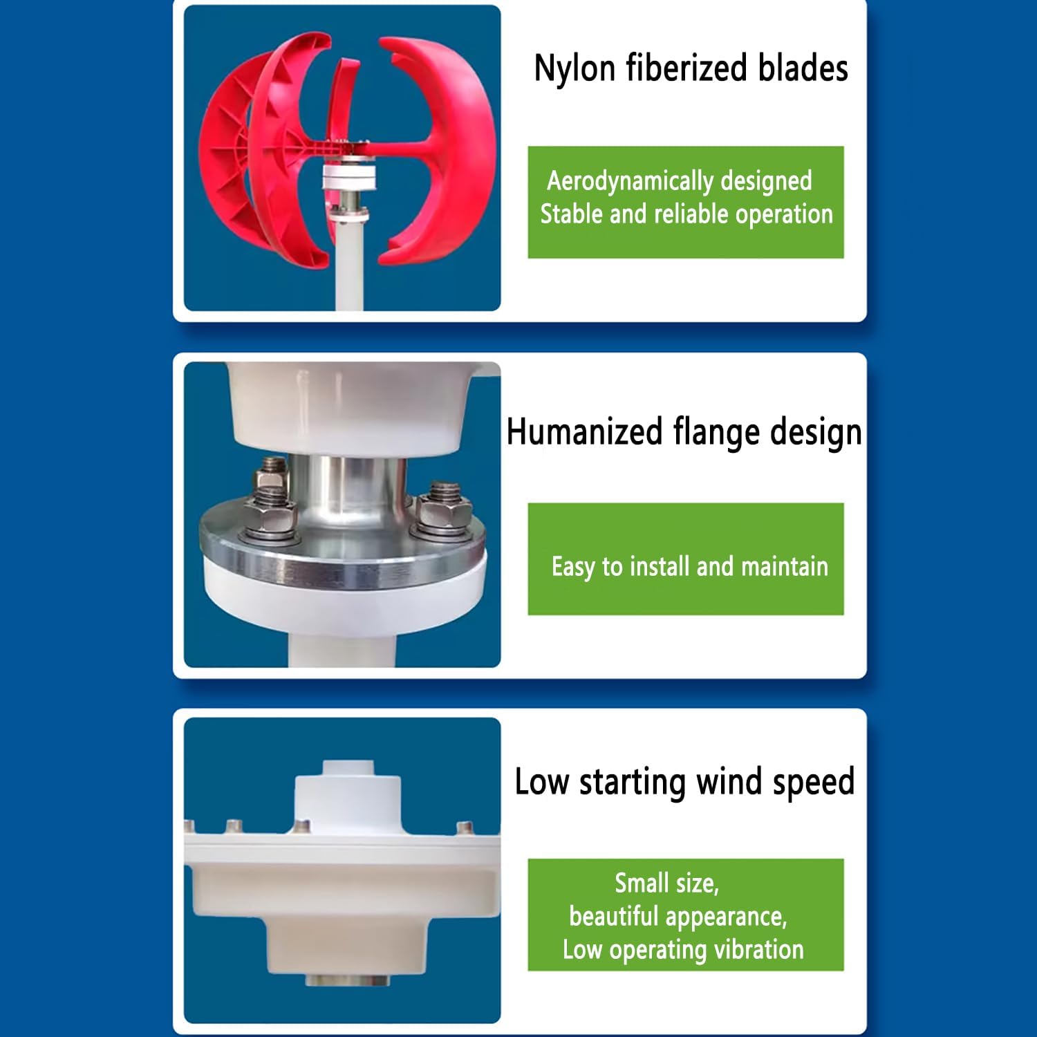 Lantern Type Wind Turbine, 5 Blade Horizontal Wind Power Generator Kit with High Temperature Resistant Copper Electric Coil and Nylon Fiber Reinforced Blades for Home, Marine, Street Lighting