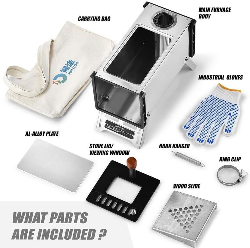 Outdoor Fireplaces Portable Wood Foldable Camping Stove Outdoor with Gloves Collapsible Tent for Backpack Fishing Heating Fire Pits