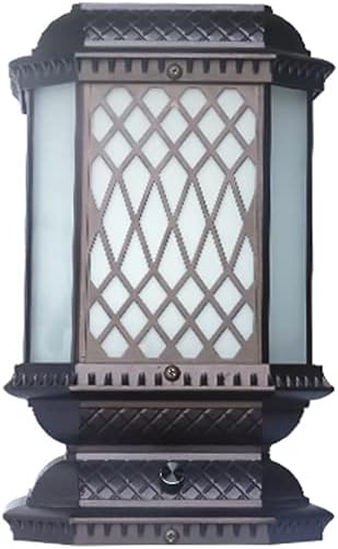Outdoor Solar Aluminum Glass Pole Light - Retro Modern Design for Deck & Pier Mount - Weather Resistant & Decorative Lighting (Brown)