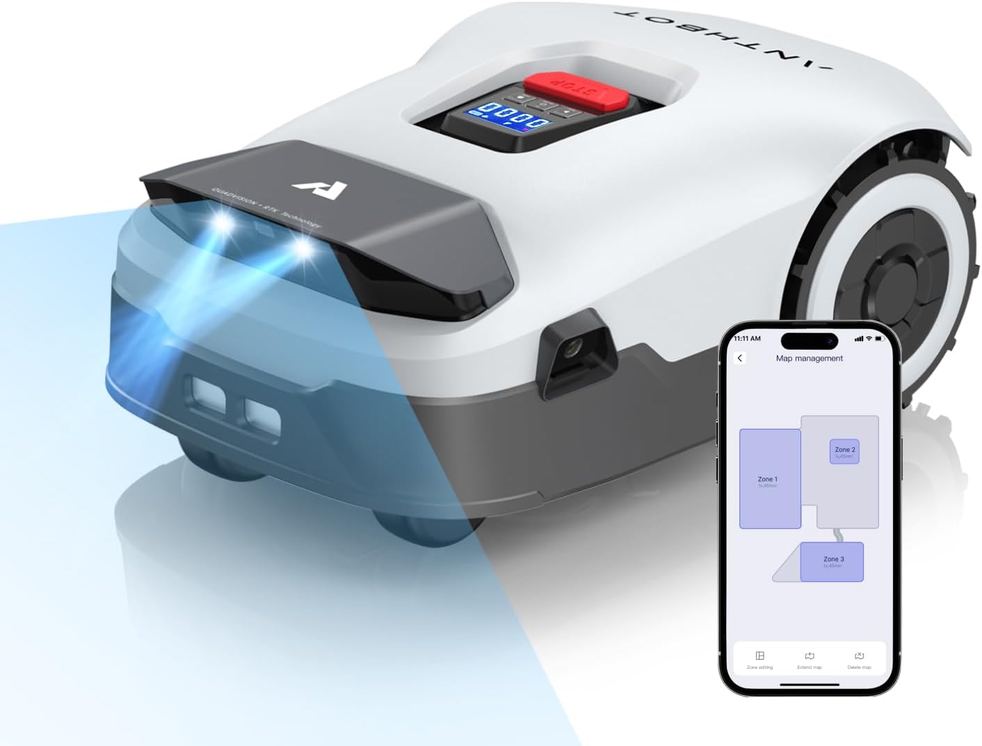 Robot Lawn Mower NO Wire - 0.84 Acre, Full Band RTK+4-Eye Vision Robotic Lawnmower, Automatic Mapping, 30 Multi-Zone Management, Accurate Obstacle Avoidance, Intelligent Path Planning, APP Control