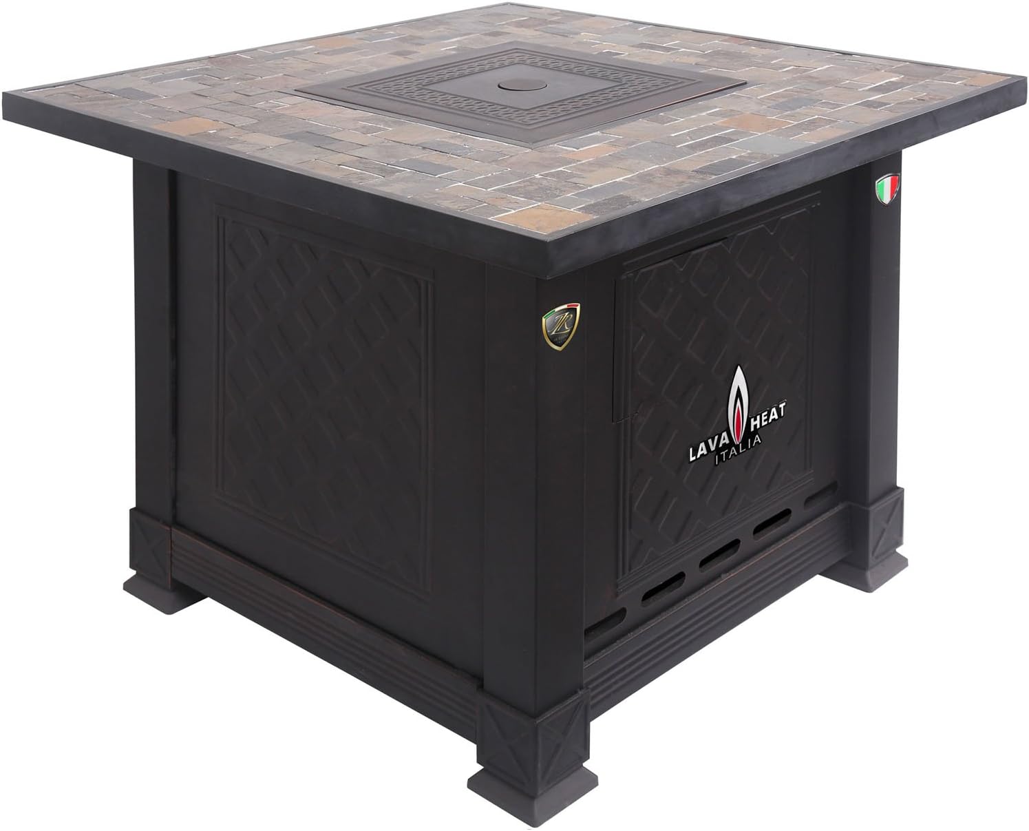 Lava Heat Italia Volterra Liquid Propane Fire Pit Table, Antique Bronze and Natural Slate
