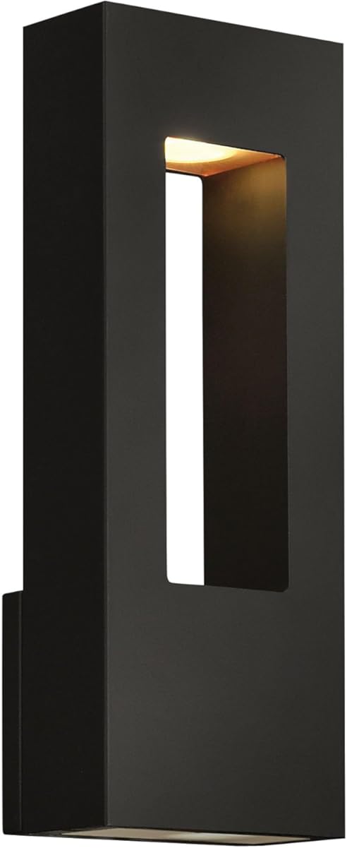 Hinkley Atlantis 1648SKLED Medium LED Wall Mount Lantern - Aluminum, Dark Sky Compliant, Integrated LED, 120v, Dimmable Satin Black