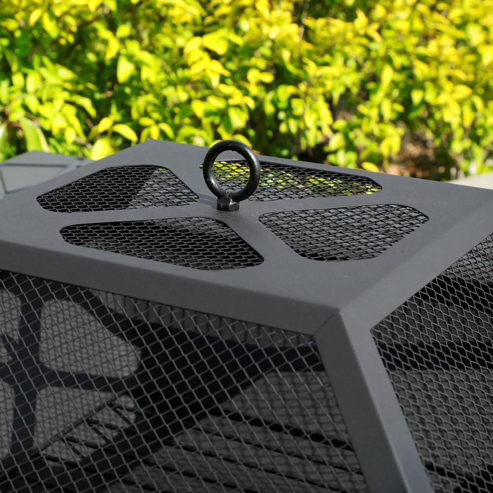 Outdoor Fire Pit Table 32 Inch Square Metal Wood Burning Outdoor Stove with Portable Design for Backyard Patio Camping Bonfire