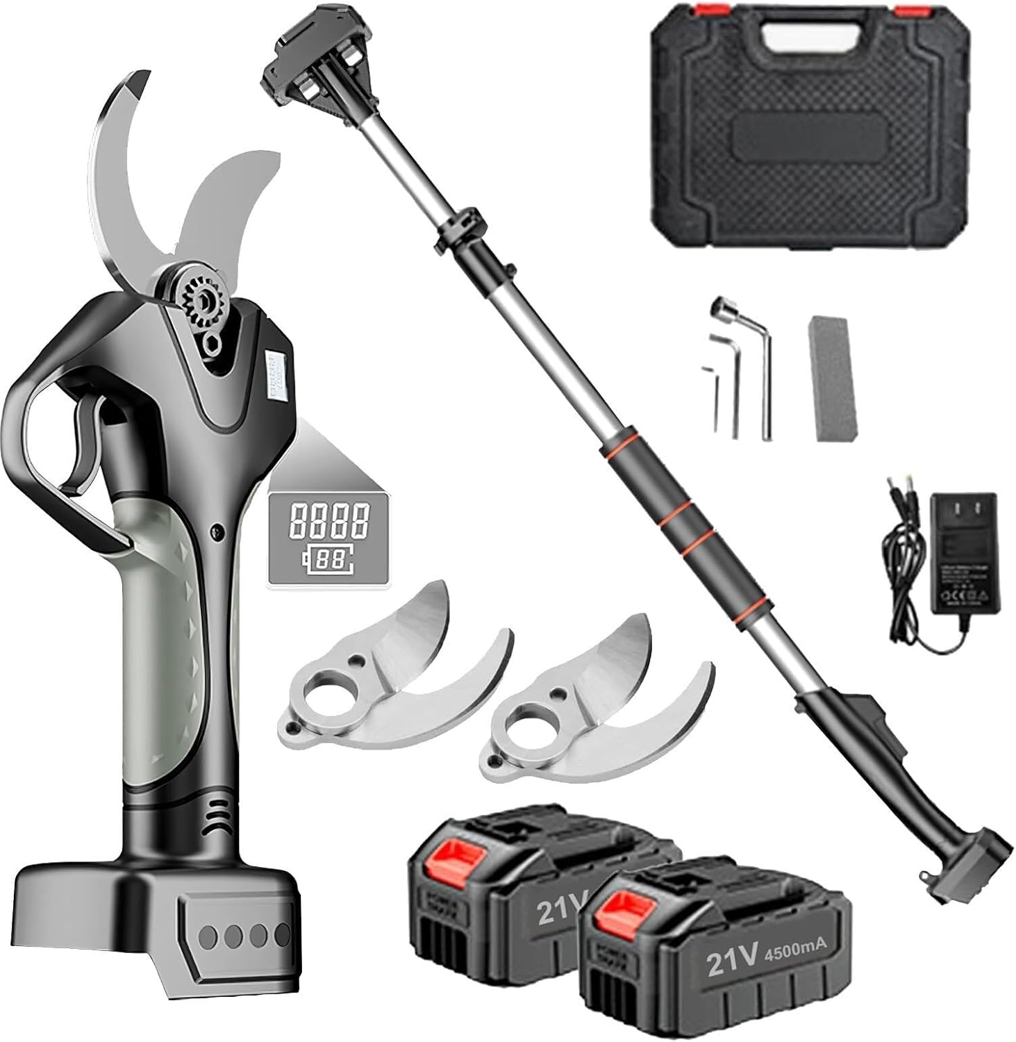 Electric Pruning Shears with Spare Blade Battery, Lightweight Cordless Rechargeable Tree Pruner Easy to use Tree Branch Flowering Bushes with Safety Protection 40mm Cutting Diameter