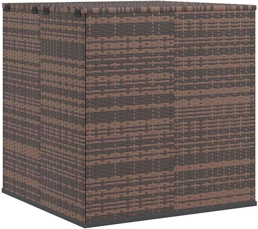 vidaXL Outdoor Storage Box, PE Rattan Brown Patio Cushion Box with Water-Resistant Inner Bag, Safety Gas Lift Opening, Weather-Resistant and Easy to Clean