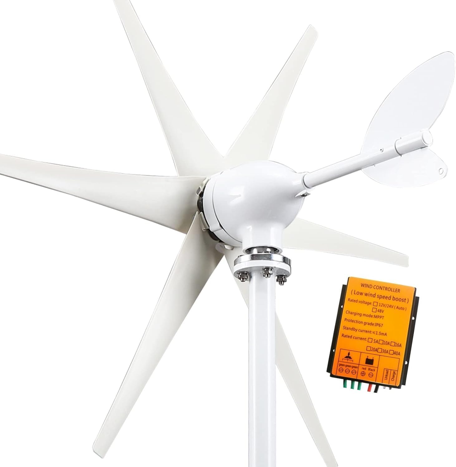 CAJUCA Horizontal Windmill 3000W Wind Generator Turbine Kit with Mppt Controller Home Boat Street Light