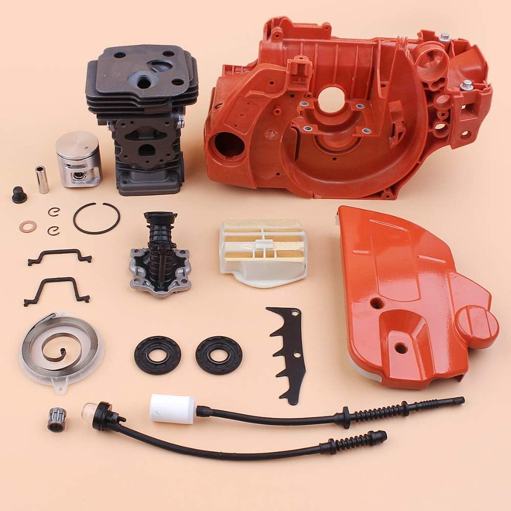 42MM Cylinder Crankcase Brake Sprocket Cover Intake Engine Kit Compatible with Husqvarna 445 Gas Saw Chainsaws Motor Spare Parts