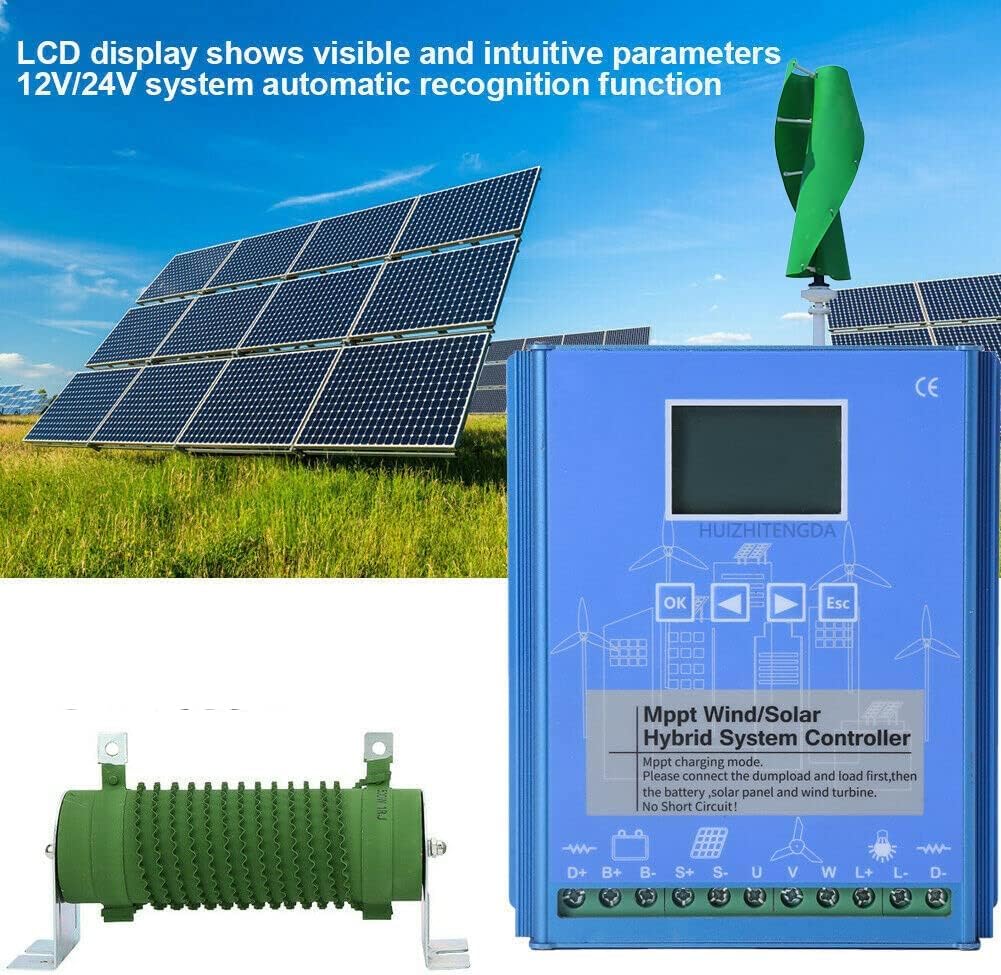 1400W MPPT Wind Solar Hybrid Charge Controller for 1000W Wind Turbine and 400W Solar Panels( 12V/24V/48V),24v
