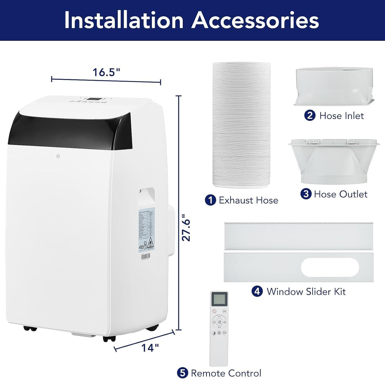 12,000 BTU Portable Air Conditioner, Cools Up to 550 Sq. Ft, 3-In-1 Room Air Conditioner With Drainage-Free, 48db Quiet Operation, Remote Control, 24Hrs Timer, Easy Install Kit for Home