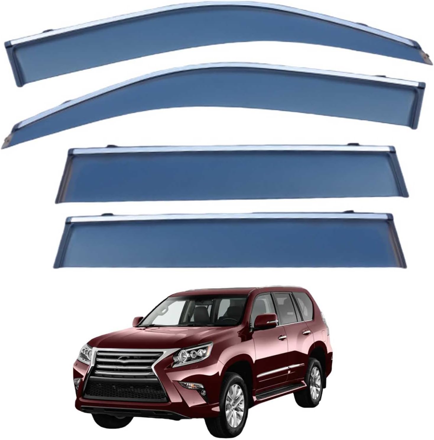 Window Deflectors for Lexus GX460/GX400 MK2-J150 2010+, Sun Rain Guard Window Visors Vent Shades with Bright Stripes Car Accessories