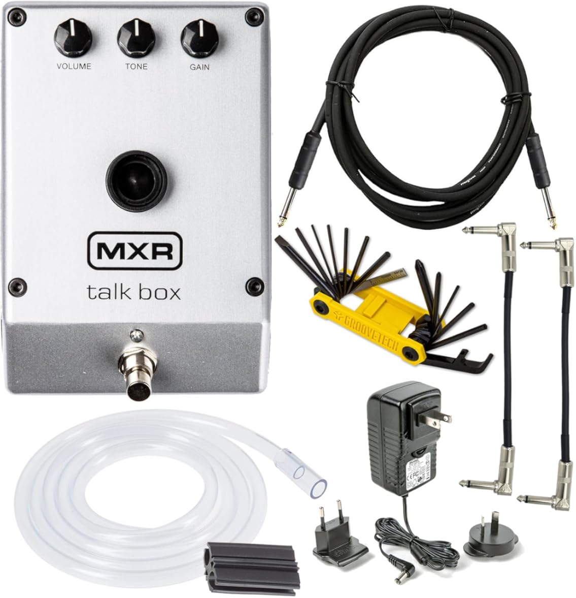 MXR M222 TALK BOX Effects Pedal Voicebox for Guitar, Keyboard and other instruments with Tonebird 10' Cable, Multi-Tool, Patch Cable Bundle
