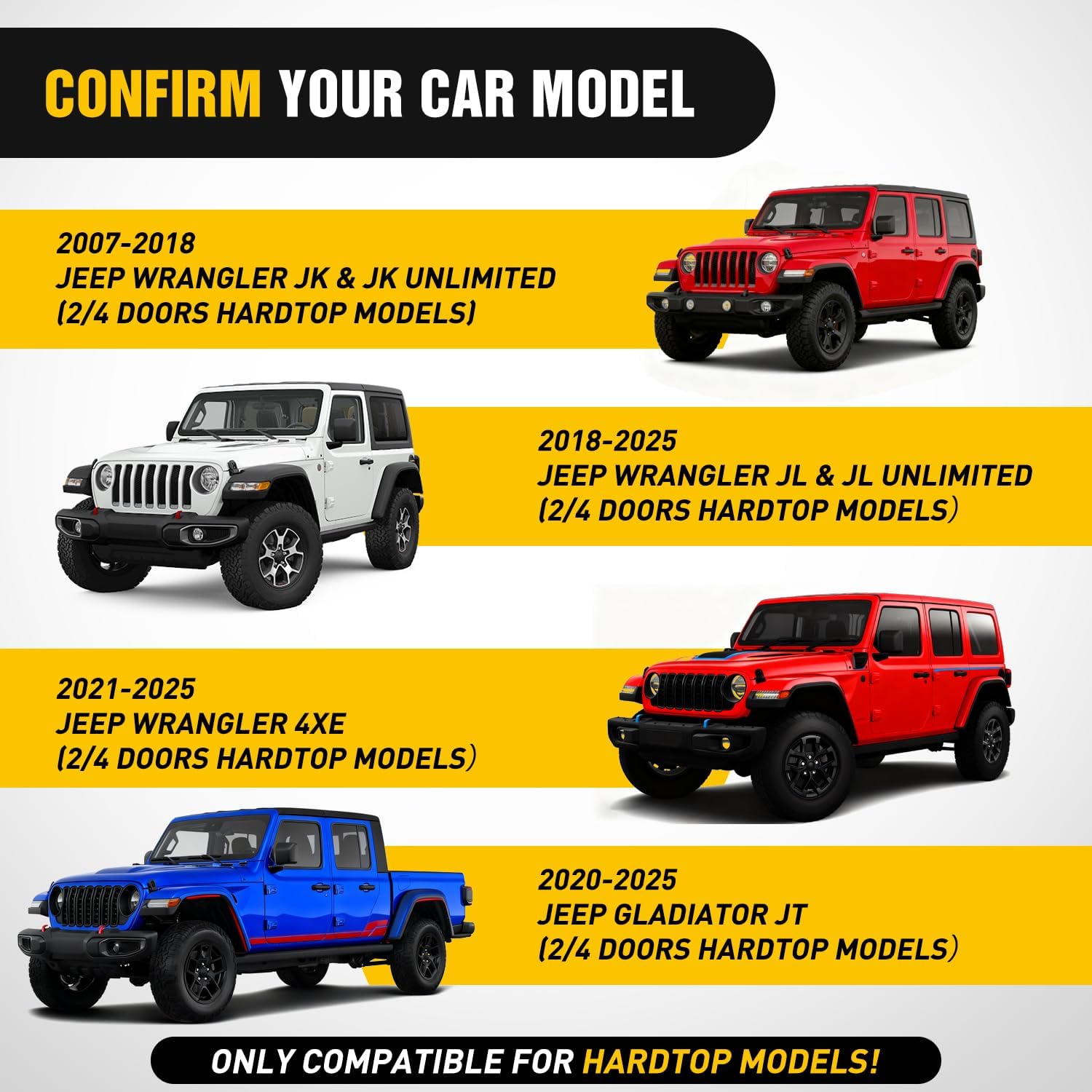 Nilight 420LBS Roof Rack Cross Bars Compatible with Jeep Wrangler JK JKU 2007-2018 JL JLU 2018-2025 Gladiator JT 2020-2025 Hardtop Models, Adjustable Iron Crossbars for Cargo Carrier Luggage Box Tent