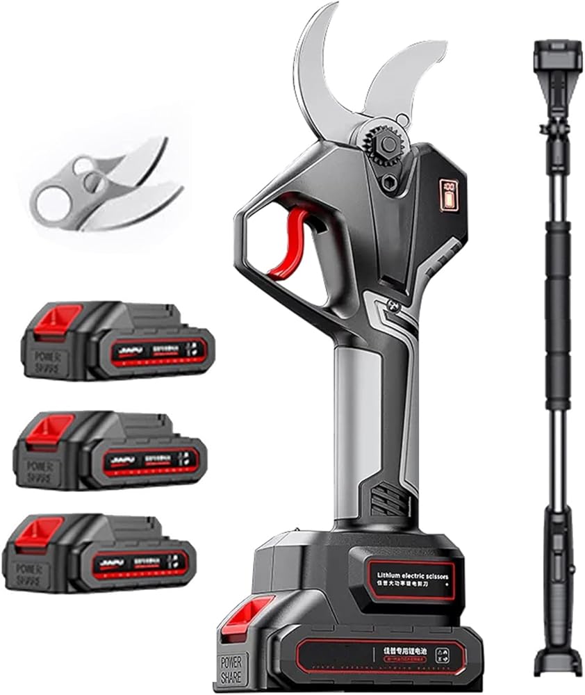 Electric Secateurs, 21V Electric Pruning Shears Cordless Battery Powered Power Pruner with Brushless Motor, 50mm/1.97 Inch Max Diameter (Size : 2 X 2A