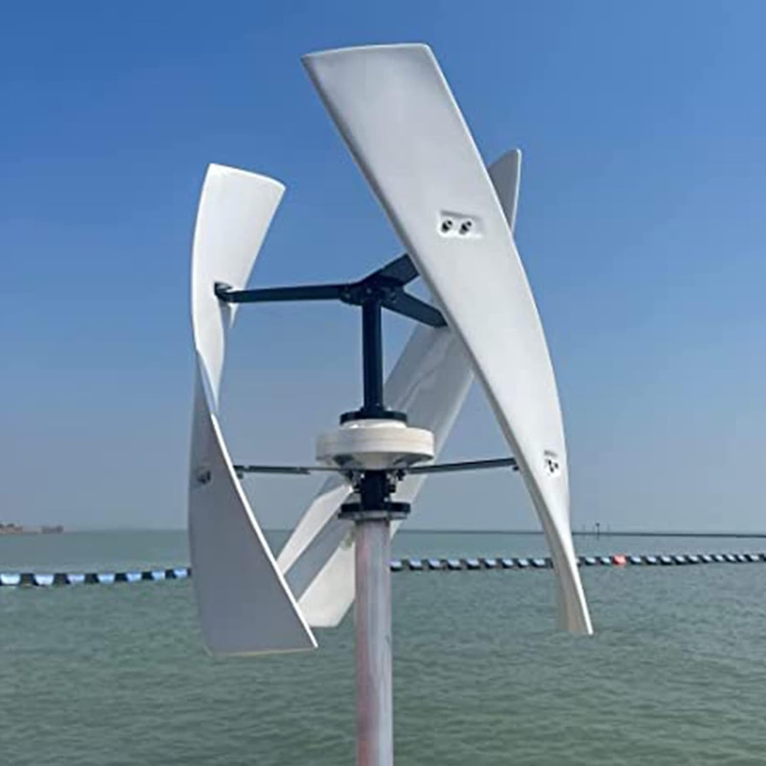 3000W No Noise Vertical Magnetic Levitation Upright Wind Turbine, 12V-48V, 3 Blades, Silver, Wind Powered, Residential, Leisure, Overload Protection, Super Quiet