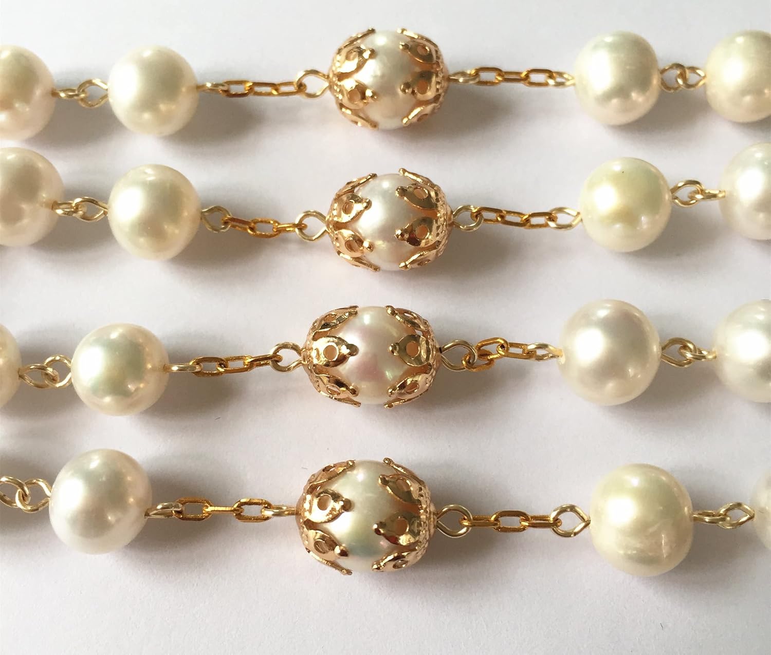 elegantmedical HANDMADE AAA+ 10MM White Real Pearl BEADS ROSE CATHOLIC ROSARY CROSS GIFT NECKLACE Supper BOX case