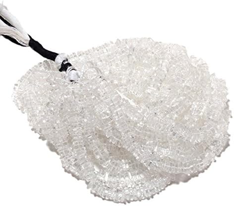 Natural Crystal Quartz Square Heishi Beads, 16 Inches Full 3 Strands, Size 6mm