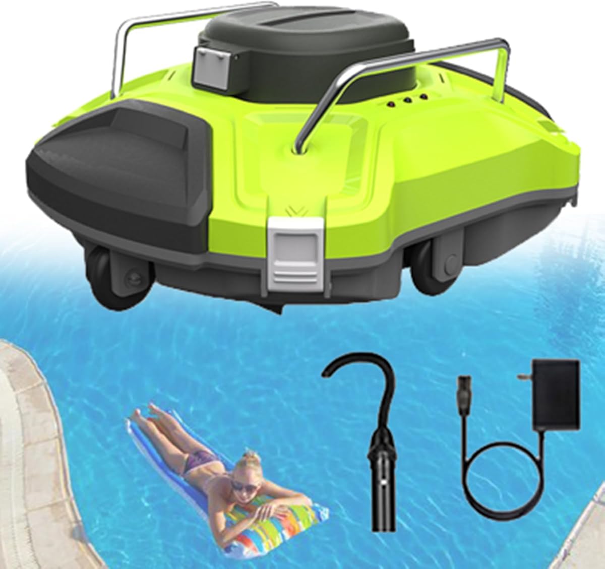 Automatic Robotic Pool Cleaner, Dual Motors Automatic Robot Leaf Cleaners for All Swimming Pool Cleaning Filter Clogged Low Battery Self Parking Function