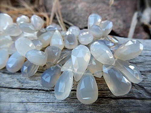 13 inch natural beads strand of 13x8mm faceted teardrop pearl chalcedony gemstone briolletes beads for DIY jewelry - necklace, bracelet, earring, ring.