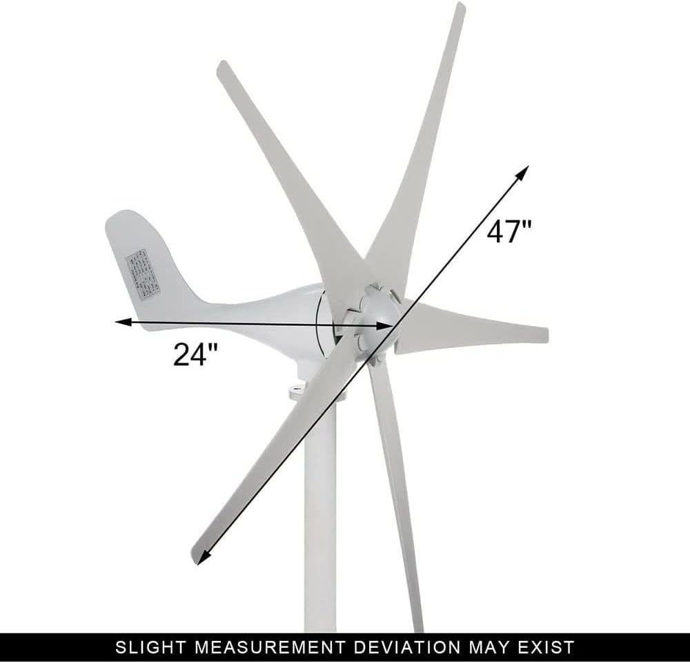 100W 200W 300W 400W Vertical Wind Turbine Generator, 5 Blades Wind Turbine with Controller 12V 24V Wind Generator for Home Use