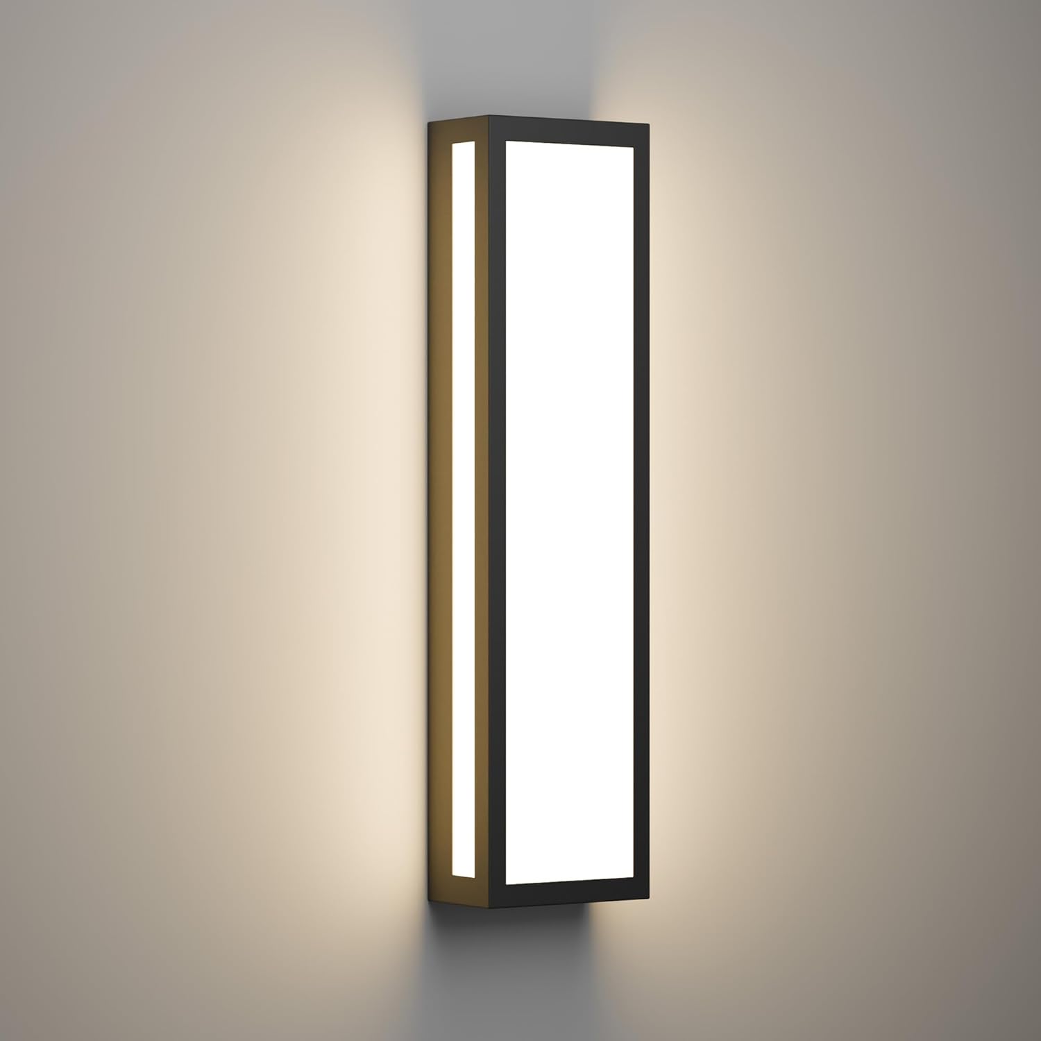 LamQee 23.6 Inch Oversized Modern Outdoor Wall Lights, Brighter 3000K LED Outdoor Sconces Wall Mount Exterior Lighting Fixtures with Rectangular Acrylic Shade for House Porch Patio Garage Front Door