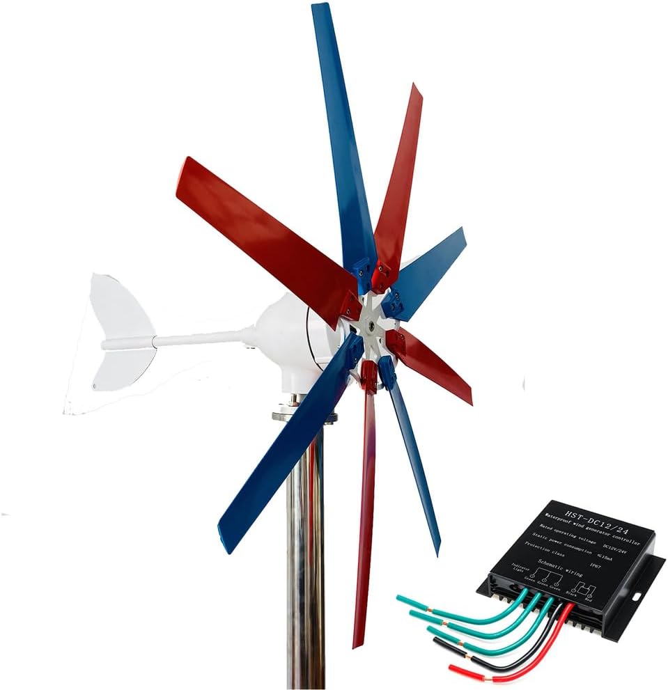 24v,14000W Small Wind Turbine Generator AC 12Volt,Wind Turbines Windmill 8 Blade Industrial Clear Energy Windmill(with Charger Controller)