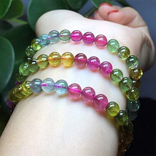 1 strands natural mix tourmaline multi-color stretch bracelet round beads necklace 3 turns size: 6.5mm 04444