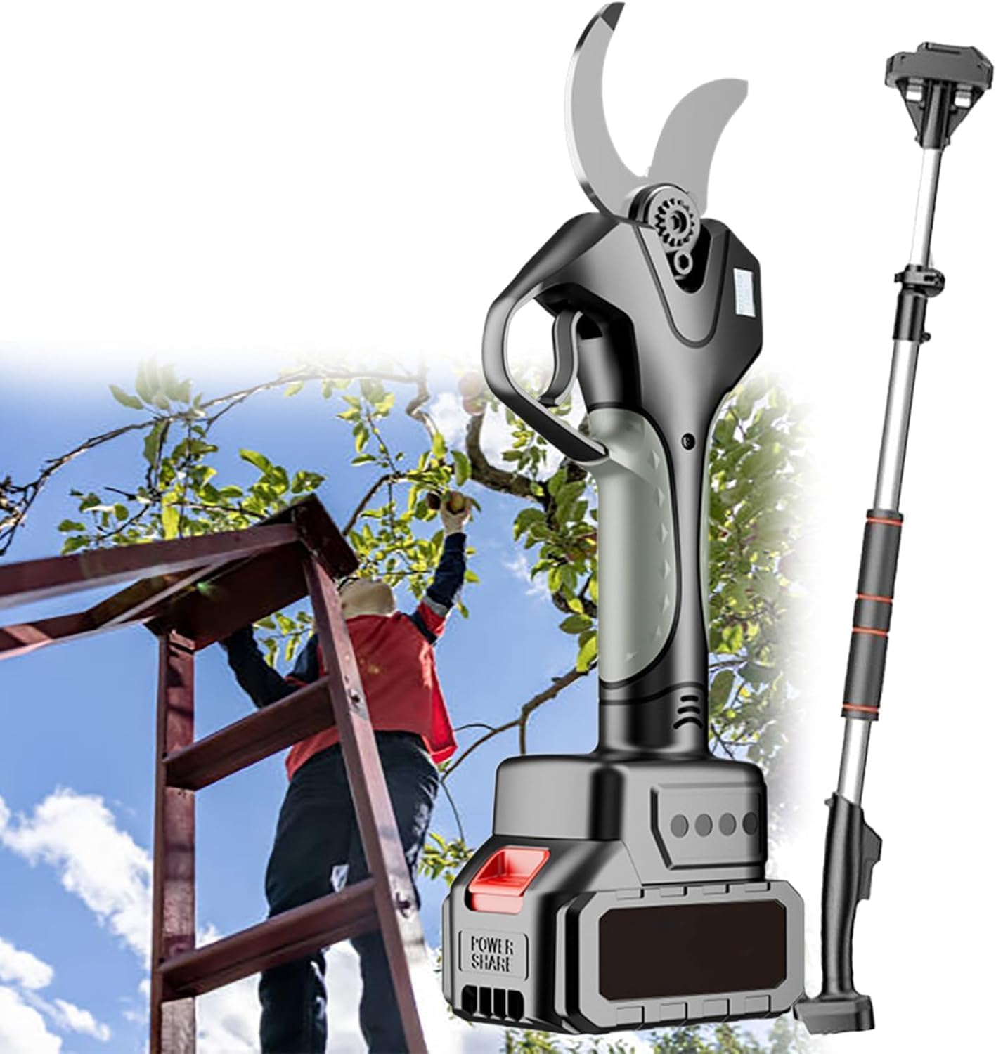 Electric Pruning Shears for Gardening Heavy Duty, Battery Powered Cordless Pruner for Tree Trimming 3 inch, Power Tree Pruner Cutter with 2Pcs Batteries