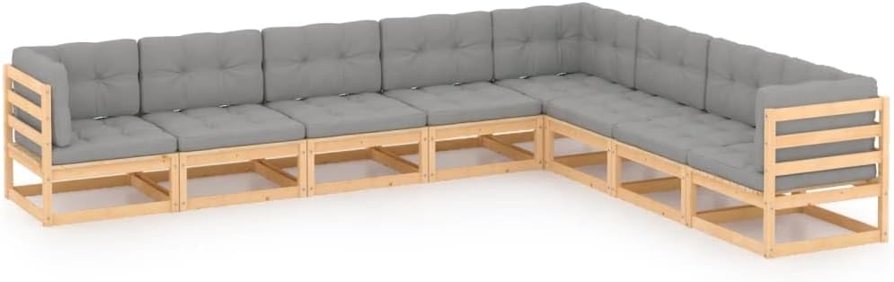 8 Piece Patio Lounge Set with Cushions Solid Wood Pine,Rustic Solid Wood Patio Lounge Set for Outdoor Relaxation and Conversation Outdoor Furniture Sets, Patio Furniture