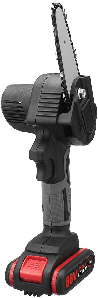 1200W 4 Inch 88V Mini Electric Chain Saw with 2Pcs Battery Woodworking Pruning Chainsaw One-Handed Garden Logging Power Tool