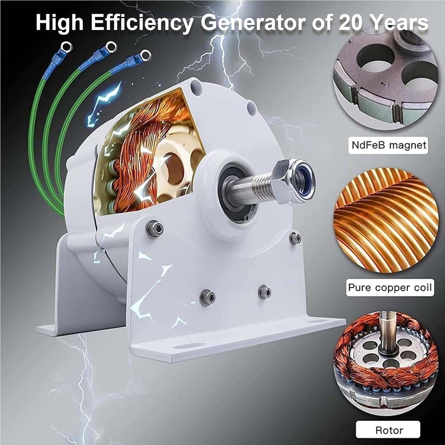Gearless Permanent Magnet Generator, Low RPM 600R/Min 8000W Small Permanent Magnet Generator Ac Alternator with Controller Gearless Alternators for Wind Water Turbine 24V