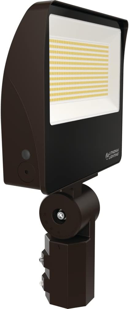 Lithonia Lighting All-in-One LED Flood Light, Waterproof LED Outdoor Light Fixture with Adjustable Brightness and Color Temperature, Yoke or Slipfitter Mount Dusk to Dawn Outdoor Lighting, UVOLT