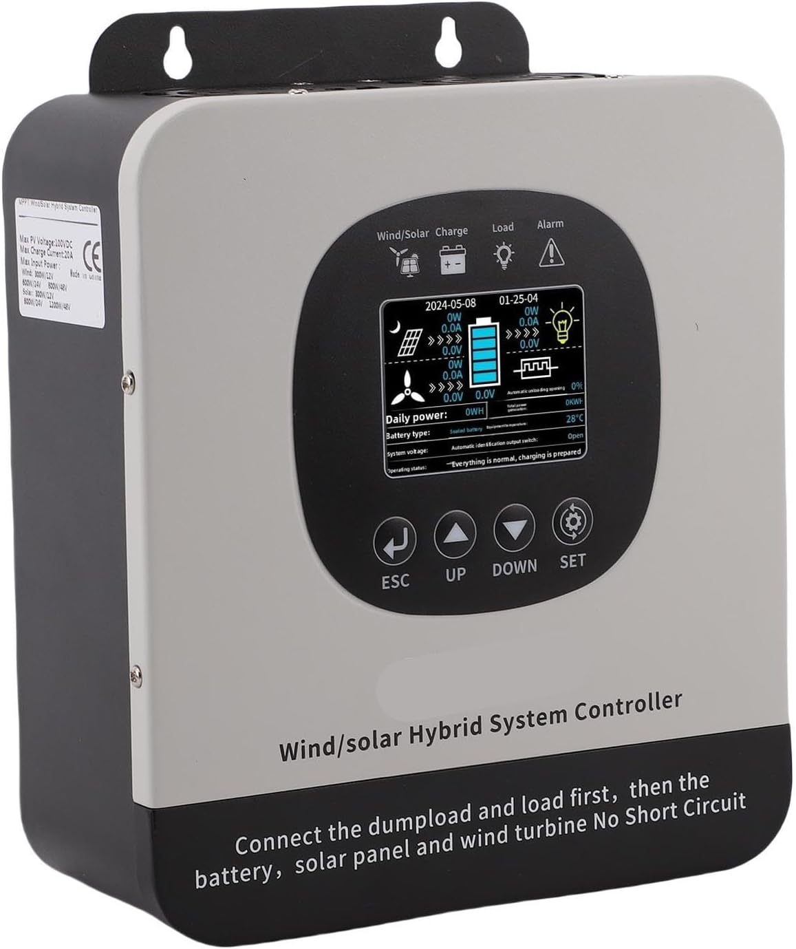 FTVOGUE Wind Solar Hybrid Charge Controller 1200W Wind Turbine 800W Solar Panel with MPPT PWM Technology for 12V 24V 48V Battery System Home Boat