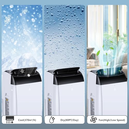 12000Btu Portable Air Conditioner with LCD Display Remote Control, Cooling Up to 550 sq.ft.3 in 1 AC Cooling, Dehumidifier, Fan for Bedroom, Office