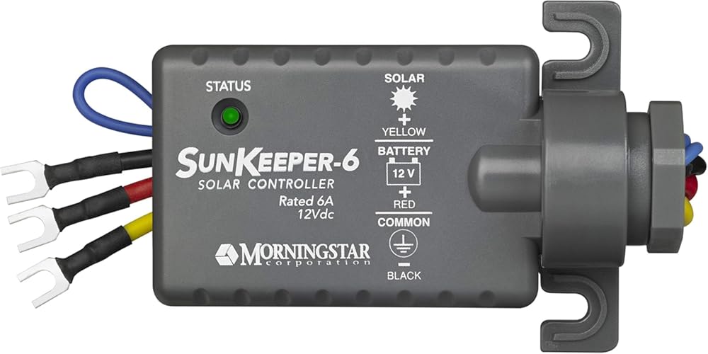 Morningstar SunKeeper 6A PWM Solar Charge Controller (SK-6) - Intelligent Solar Panel Regulator, Supports 12V Batteries, IP65 Outdoor Panel Control, HAZLOC Rated, 5 Year Warranty - Designed in USA