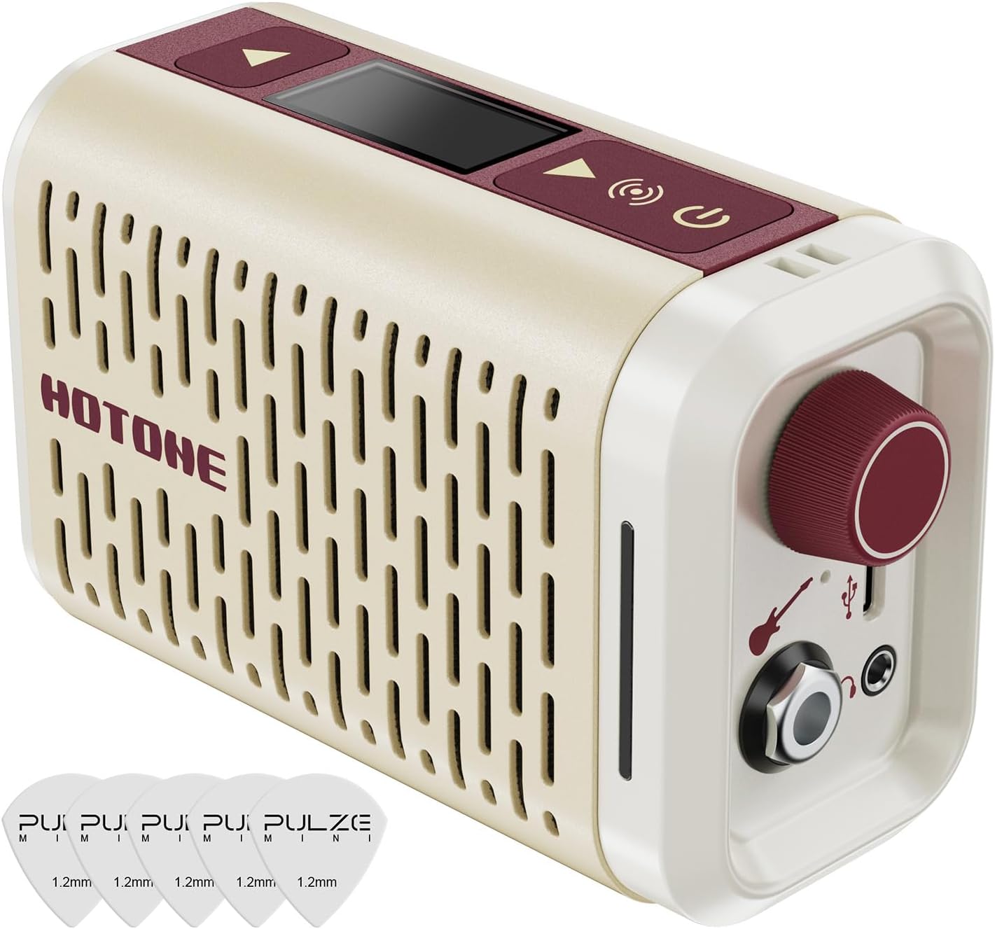 Hotone Multifunctional Modern Mini Modeling Amplifier BT Guitar Bass IR Cabinets with Multi FX Mobile APP(Incl 5 PCS Custom Guitar Picks by VOLKTONE)