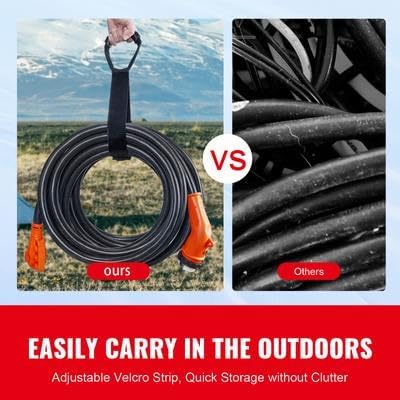 Happybuy 30 Ft RV Power Cord, 50A, NEMA 14-50P to NEMA SS2-50R, STW 6/3 + 8/1, LED Grip Handle, 15A Adapter, ETL Certified for RVs & Generators