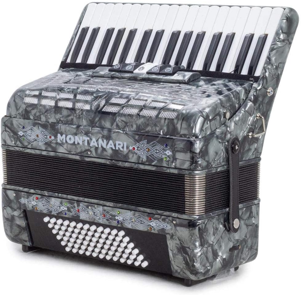 Montanari Piano Accordion 5 switches 72 bass 34 Keys 5 switches Gray