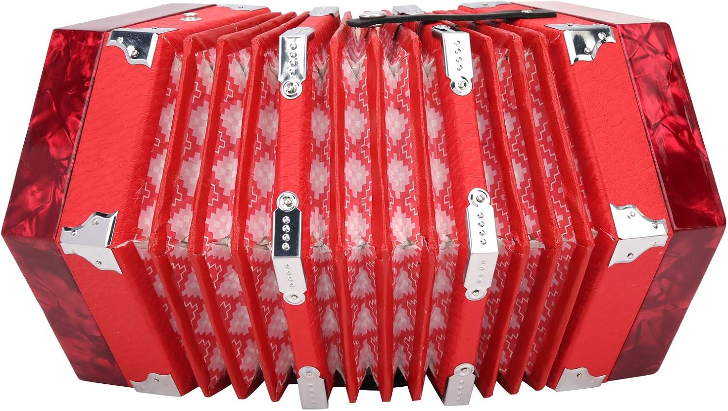 Accordion Concertina Accordion 20 Hexagonal Accordion Musical Instrument Supplies Professional Accordion for Adults Portable Accordion with Adjustable(Red)