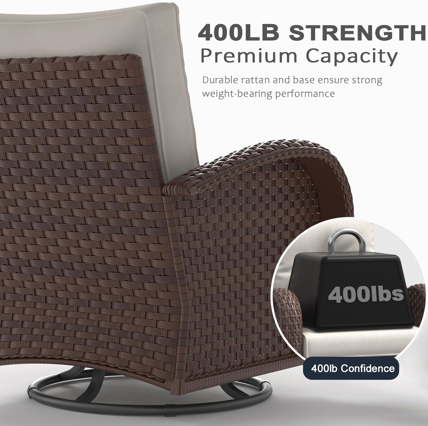 LayinSun 10 Pieces Outdoor Patio Furniture Set with Fire Pit Table, Rattan Wicker Sectional Swivel Rocker Chairs Sets