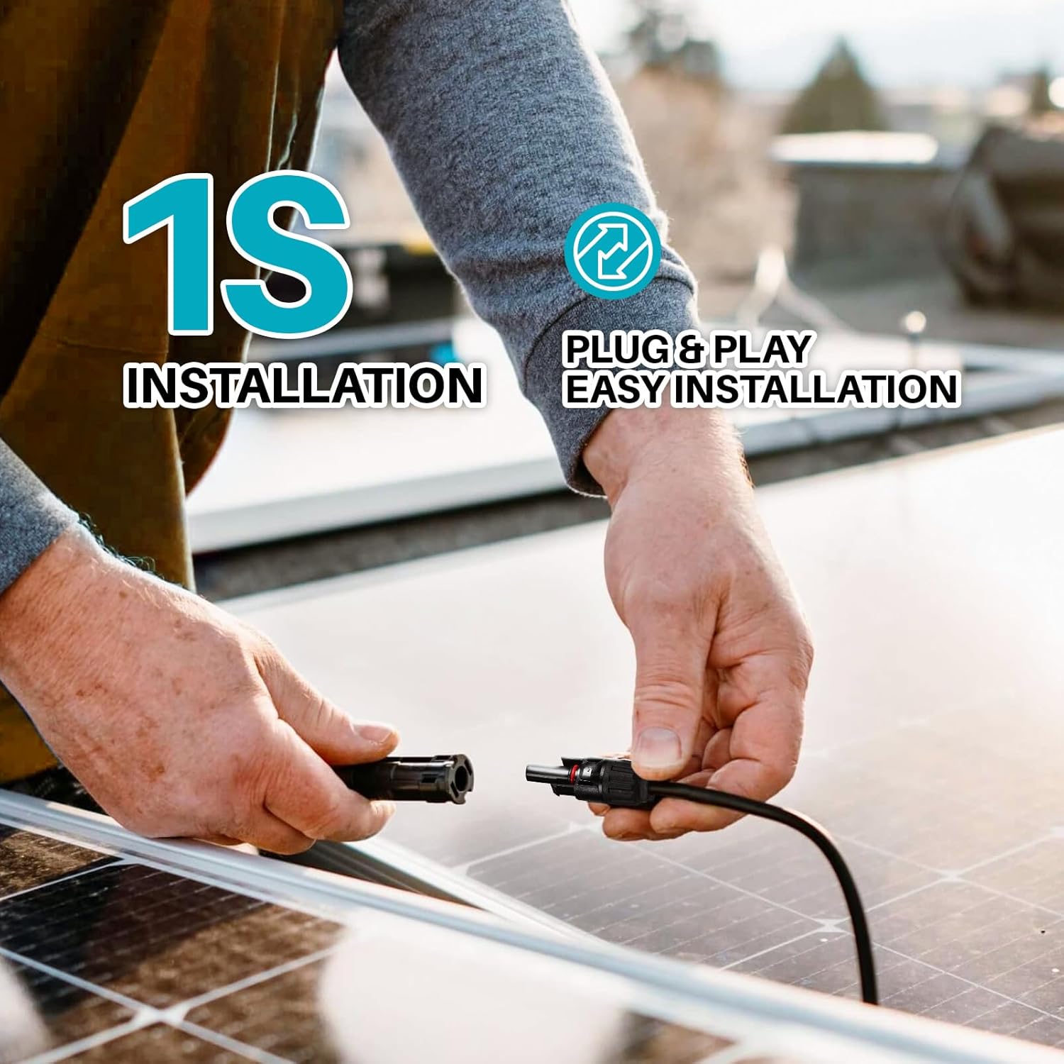 2 Pack solar connectors Tool-Free solar cable connectors Solar connector for 6 solar panels water proof solar panel connectors 2 to 12 Y-branch parallel adapter solar cable extension（2Y12,2PCS）