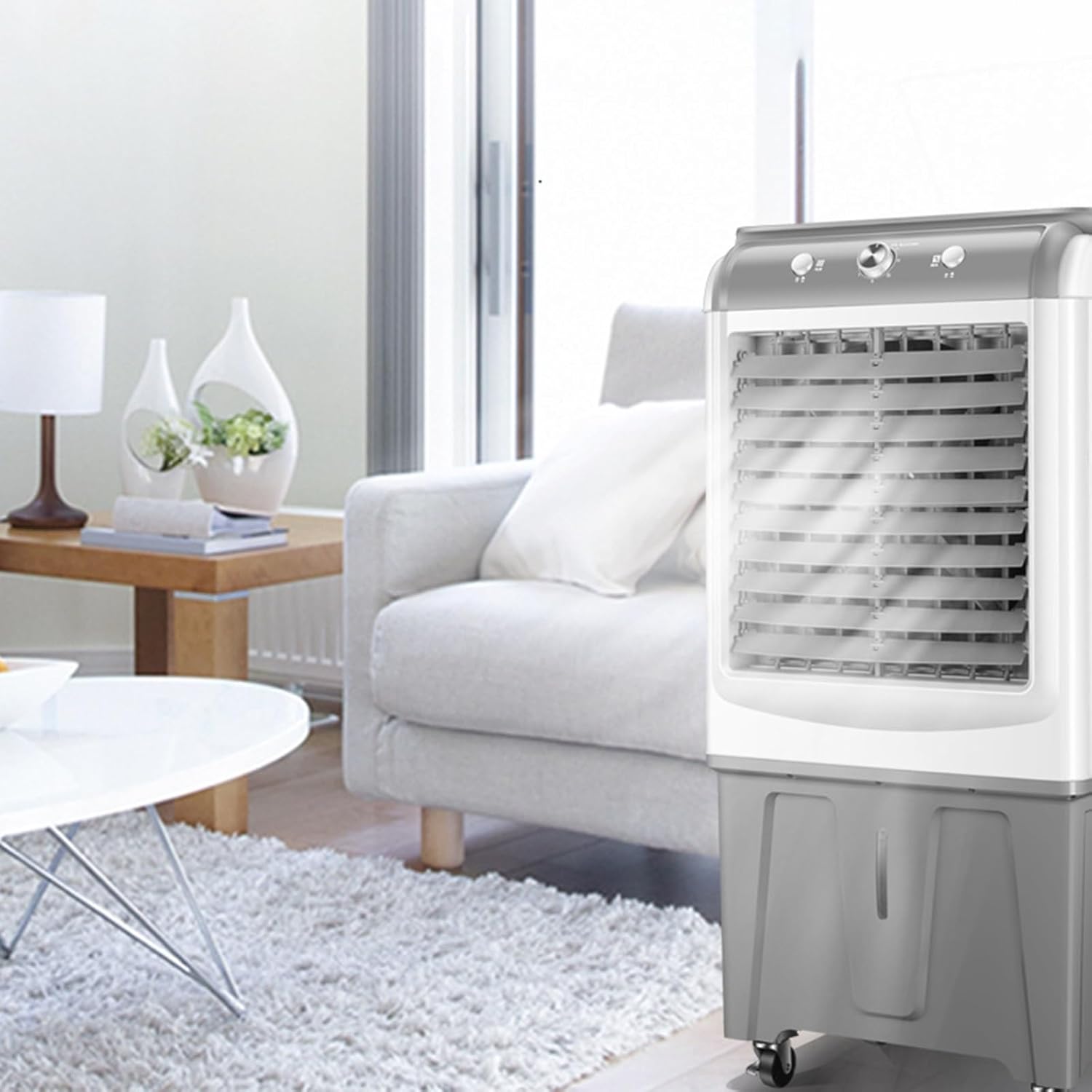 3 Wind Speed Portable Air Conditioners, Air Conditioner with Large Capacity Water Tank, Air Conditioner Portable with Universal Wheels, for Home, Office, Garage(106cm/41.7in)