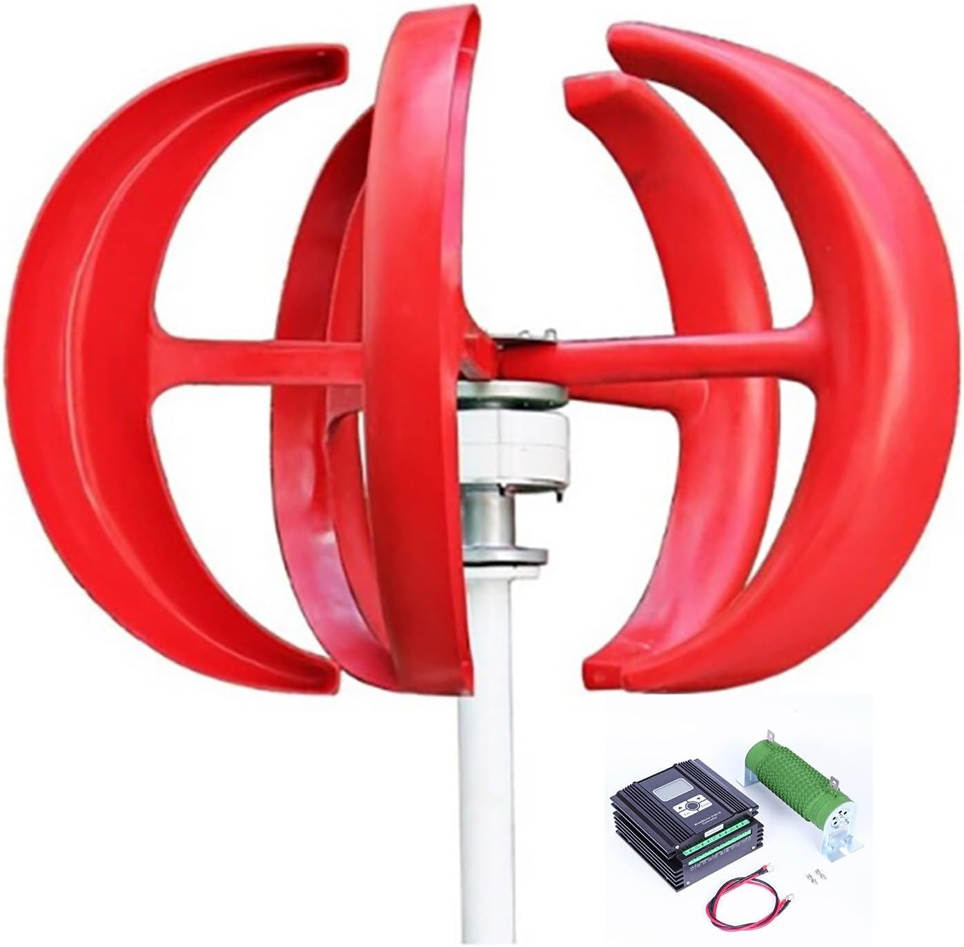 5 Blades Wind Turbine Generator with Controller 600W Vertical Axis Wind Turbine Kit 12V/24V/48V Low Wind Start Wind Turbine for Home, Camping and Boat (Color : Red B, Size : 48V)