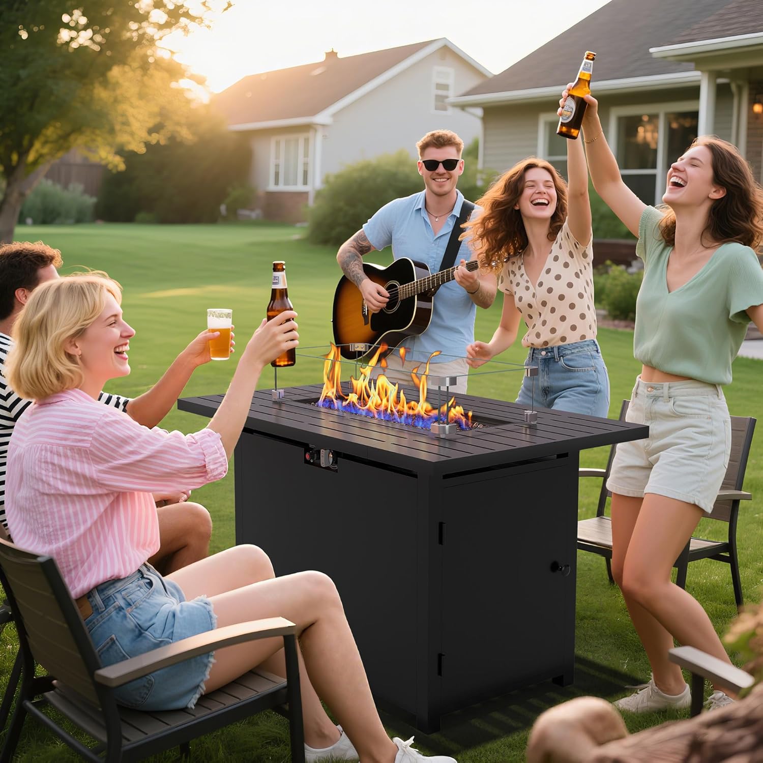 Wisteria Lane 43 Inch Propane Fire Pit Table, 50,000 BTU Gas Fire Pit for Outside, Outdoor Fire Pit with CSA Certification for Patio Deck Backyard Balcony Garden