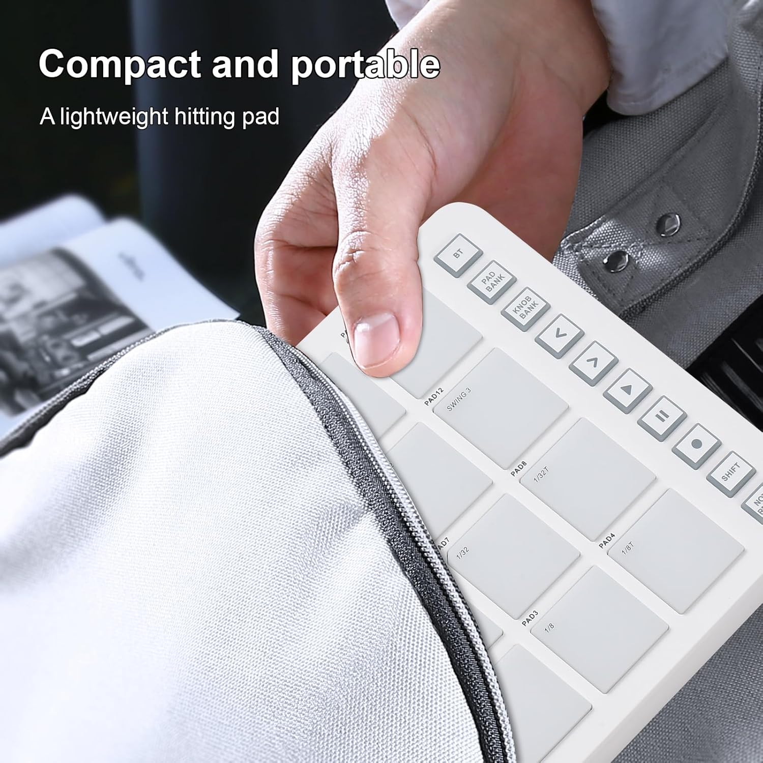 controller,HUIOP midi controller,MIDI Controller Strike Pad RGB Backlight MIDI Keyboard BT Connection Low Latency 3.5mm Output Interface ith 16 Strike Pads 8 Assignable Knobs Note Repeat Portable MIDI