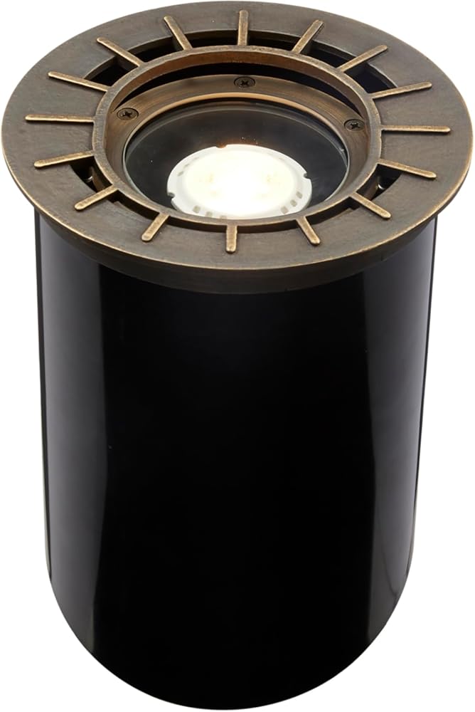 VOLT 12V Waterproof IP68 MR16 Well Light with Brass Top (Bronze) for Low Voltage Landscape Lighting of Outdoor Walkway, Garden, Shrubs, Columns or Trees